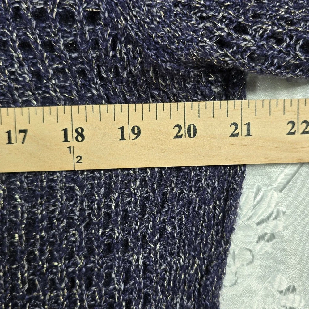 Nine West Vintage America Collection Sweater Woman XL Navy Metallic Knit‎ V Neck